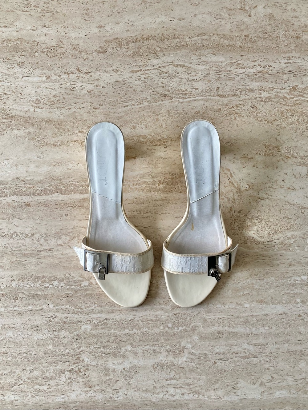 Vintage Dior Trotter Key Lock Buckle Sandal Heels